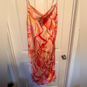 Beautiful Silk Thin Strap Mid Abstract Dress